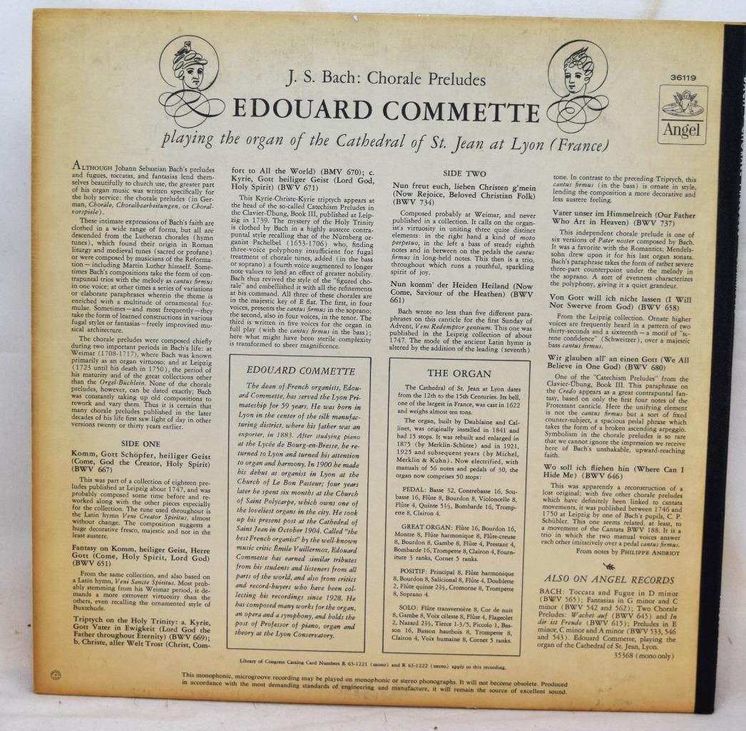 Bach Chorale Preludes Edouard Commette Organ Cathedral Saint Jean