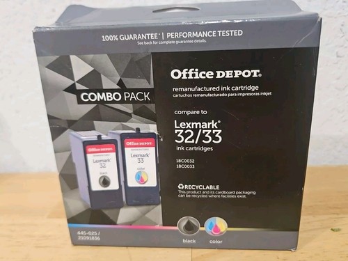 Lexmark 32/33 Black Tricolor Combo Pack Ink Cartridges 445-025 2PK Office Depot - Picture 2 of 6