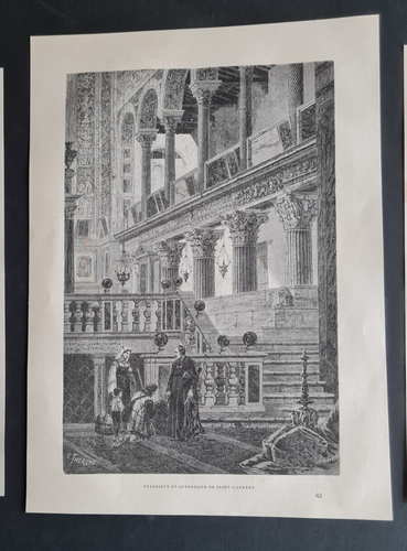 Set of 3 antique (1873) prints - San Lorenzo fuori le mura - St Lawrence - Rome - Picture 3 of 6