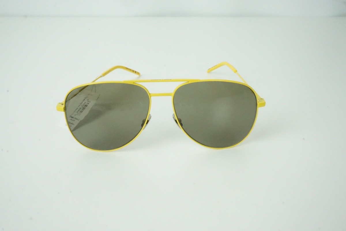 SAINT LAURENT 59mm Aviator Sunglasses Yellow/Brown New With  display picture 2