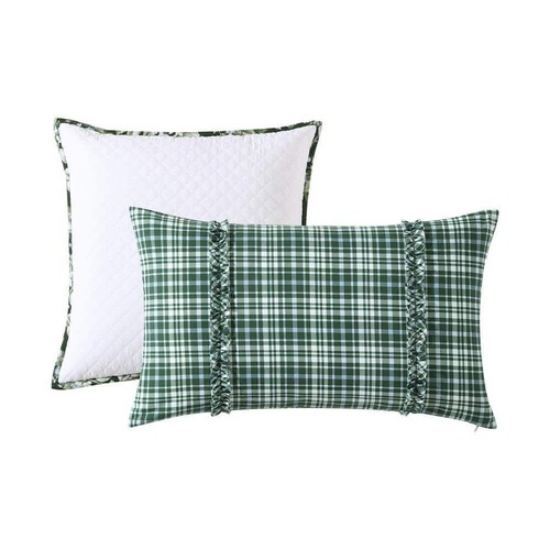 Laura Ashley Comforter Set Full/Queen Cotton Bramble Floral in Green 7-Piece - Picture 3 of 8