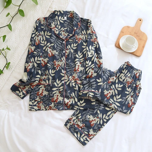 2-teiliges Homewear Damen Baumwolle Pyjama Set Druck Shirt & Hose Nachtwäsche Nachtwäsche - Bild 7 von 35