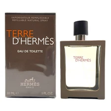 Terre d' Hermes for Men 1 oz Eau de Toilette Refillable Natural Spray AUTHENTIC