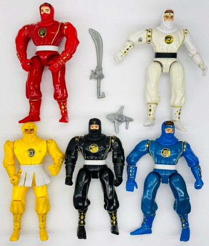 1995 Mighty Morphin Ninja Ranger LOT Pink Blue White Red Black Yellow FULL SET - Picture 2 of 13