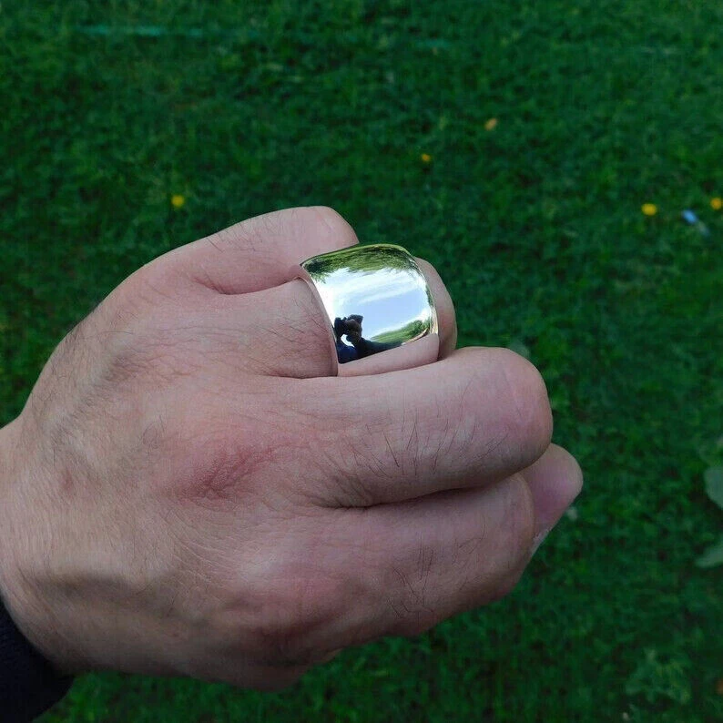 14mm Plain Wide Heavy Mens Ring Solid 925 Sterling Silver Statement Ring All - Image 3 of 4