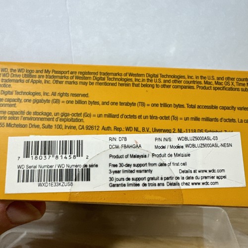 WD My Passport for Mac 500GB USB 3.0 External Hard Drive - New WDBLUZ5000ASL - Picture 6 of 6