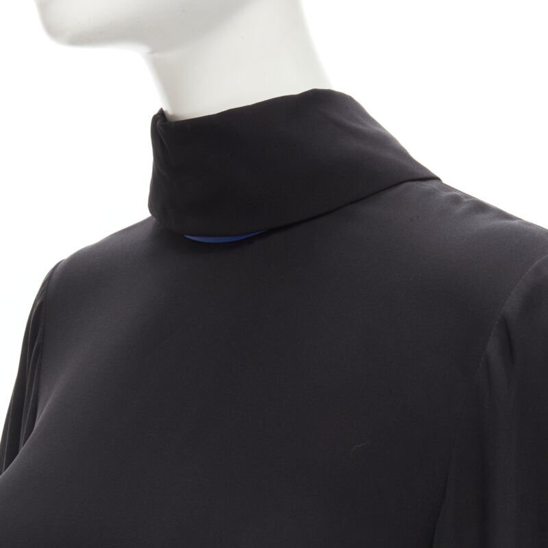 ROKSANDA 100% silk black blue bow tie cuff tunic dress UK8 S
