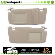 Left & Right Beige Sun Visor Pair With Cover Trims fits 2009-2016 Toyota Venza