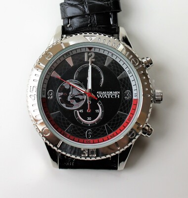 Sportive Herren Armbanduhr mit analogem Quarzwerk, schwarz, NEU            