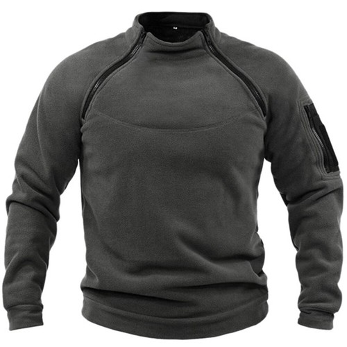 Maglione uomo pile termico esercito militare maglia manica lunga tempo libero camicia caldo top- - Foto 4 di 20
