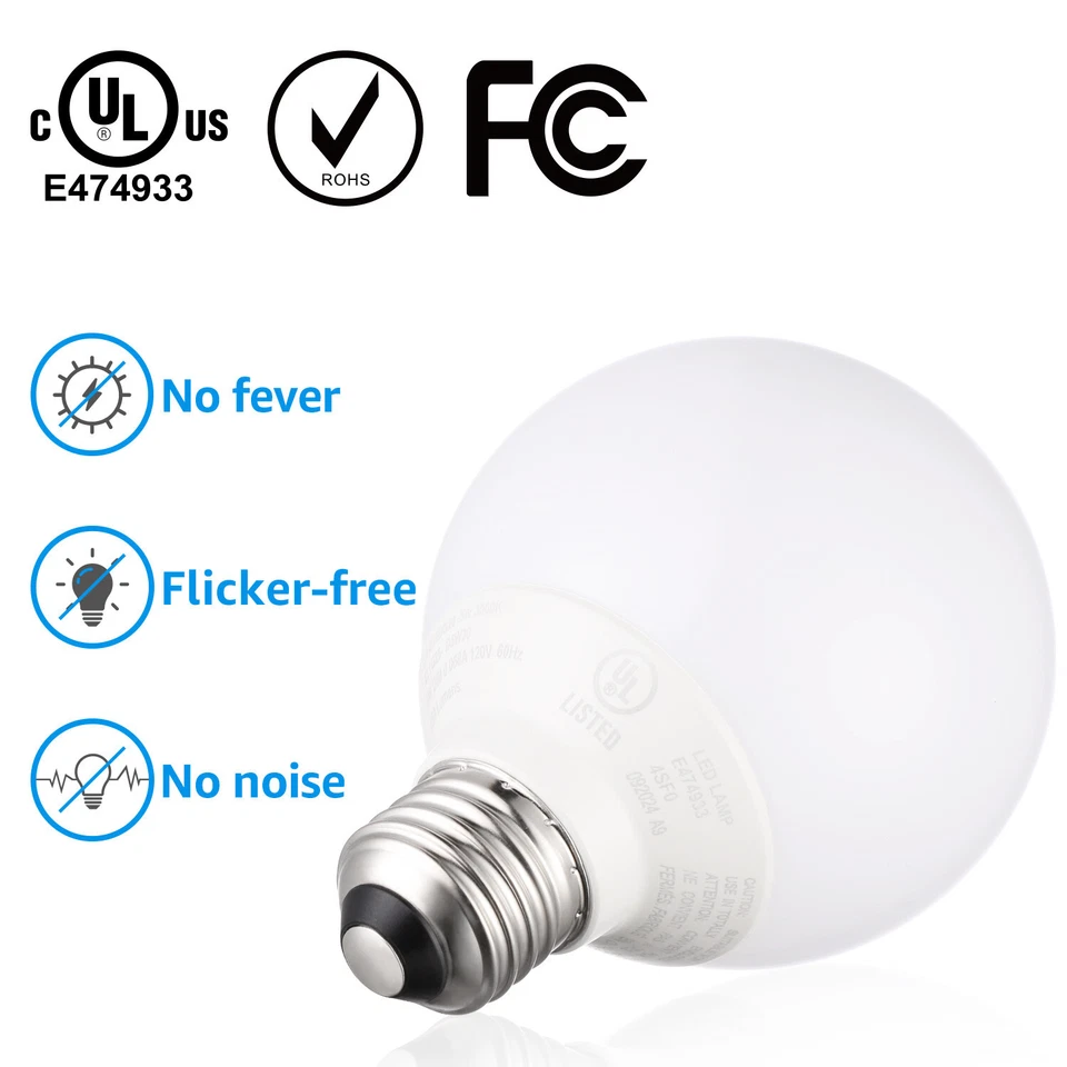 12 Pack G25 LED Vanity Globe Light Bulbs, 5W Equivalent 40W, 2700K/3000K/5000K - Image 4 of 4