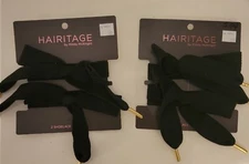 2 packs NWT Hairitage 2 Shoestring Hair Ties Mindy McKnight Black Bows