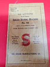 NICE Vintage Original 1925 SINGER Model 66 Instruction MANUAL Lock Stitch