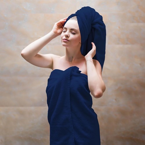 8 PIECES BLUE TOWEL GIFT SET (2 BATH, 2 HAND, 4 WASHCLOTH TOWELS ) 100% COTTON - Picture 2 of 13