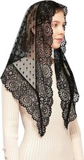 Wgior Triangle Vintage Inspired Lace Chapel Veils Catholic Mass Head Black