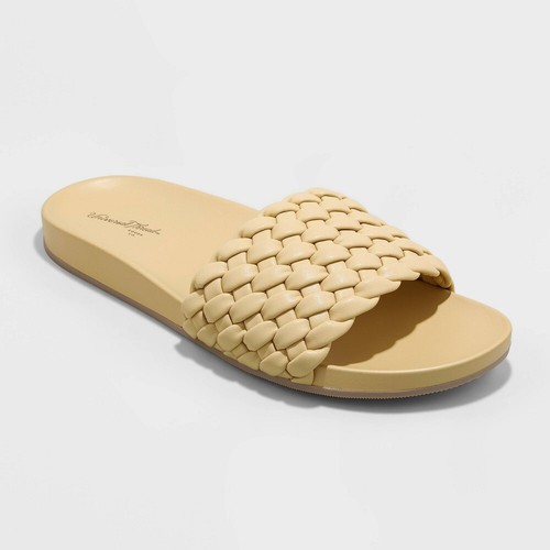 NEW Women's Polly Wide Width Woven Slide Sandals - Universal Thread Yellow  13W | eBay