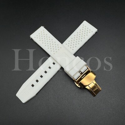 20 22 MM White Soft Silicone Watch Band Strap Quick Release Clasp Fits Casioak