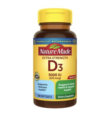 Nature Made - Vitamin D3 5000 IU(125mcg) Extra Strength - 180 Count