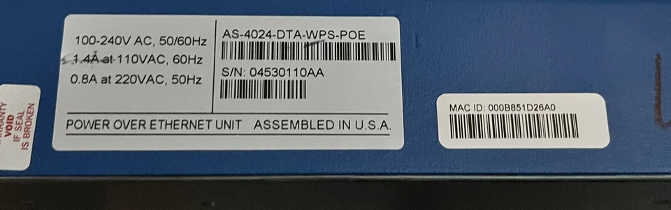 Cisco Airespace 4024 Power Over Ethernet Unit 4024P 120-240VAC 50/60Hz 1000Base- - Image 2 of 4