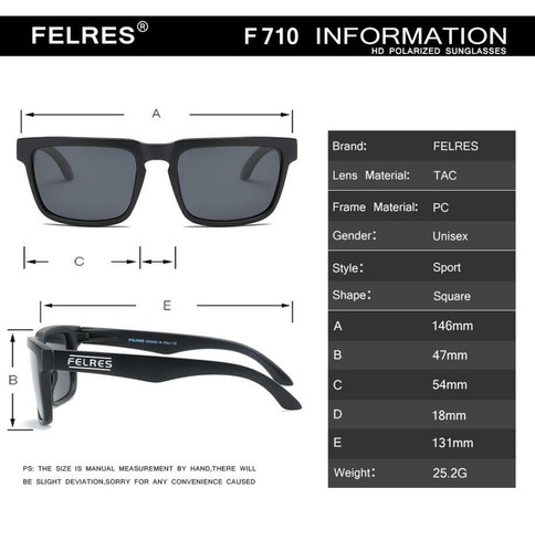 FELRES Men Square Polarized Sport Sunglasses Outdoor Driving Orange Lens Glasses - Picture 6 of 8