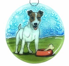 Jack Russel Terrier Dog Christmas Tree Ornament - Art Glass Light Catcher