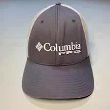 Columbia PFG Fish Flex fit Ball Cap Fitted Hat Unisex S/M Gray/White Mesh Back