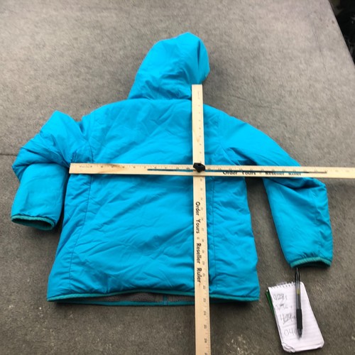 The North Face Jacket Girls Medium Blue Gray Reversible Hooded Fleece Deep Pile - Picture 12 of 14