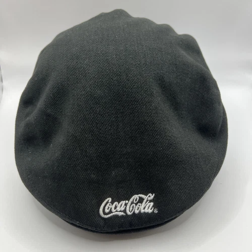 Vintage 1999 Coca-Cola Brand Newsboy Paperboy Hat Large Black Logos