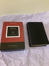 NKJV Compact Bible Maclaren Series BLACK LEATHER SOFT COMFORT PRINT TWO RIBBONS