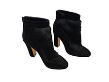 DOLCE & GABBANA Black Suede and Dyed Calf Hair Panel Booties - NWOB - Size 38