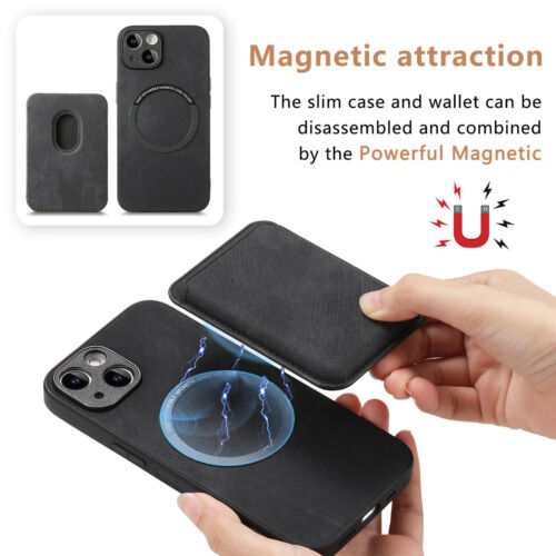 Card Magnetic Wallet Phone Case For iPhone 16 15 Pro Max 14 13 12 11 Shockproof - Picture 4 of 11