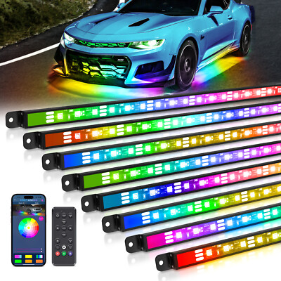 RGB LED Strip Underglow Neon Kit APP Underbody System Light Bar Under Car Tube