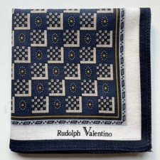 HANDKERCHIEF VINTAGE MEN'S BLUE GEOMETRIC PLAIN POCKET SQUARE COTTON 18" A-0345