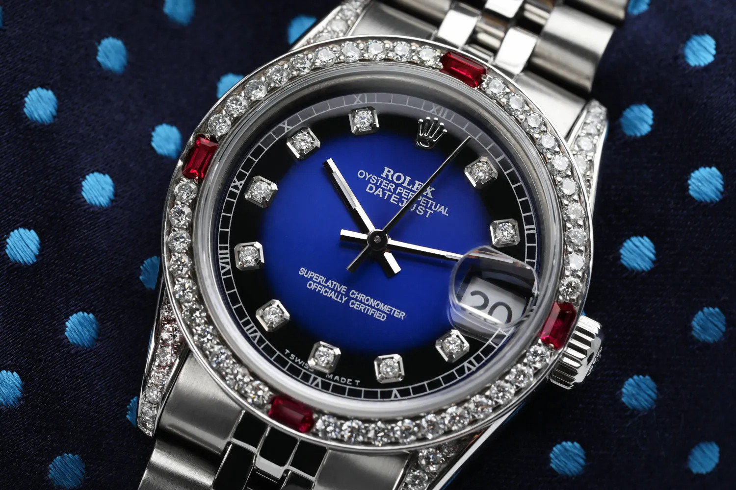 Rolex Datejust with Diamonds Rubies Blue/Black