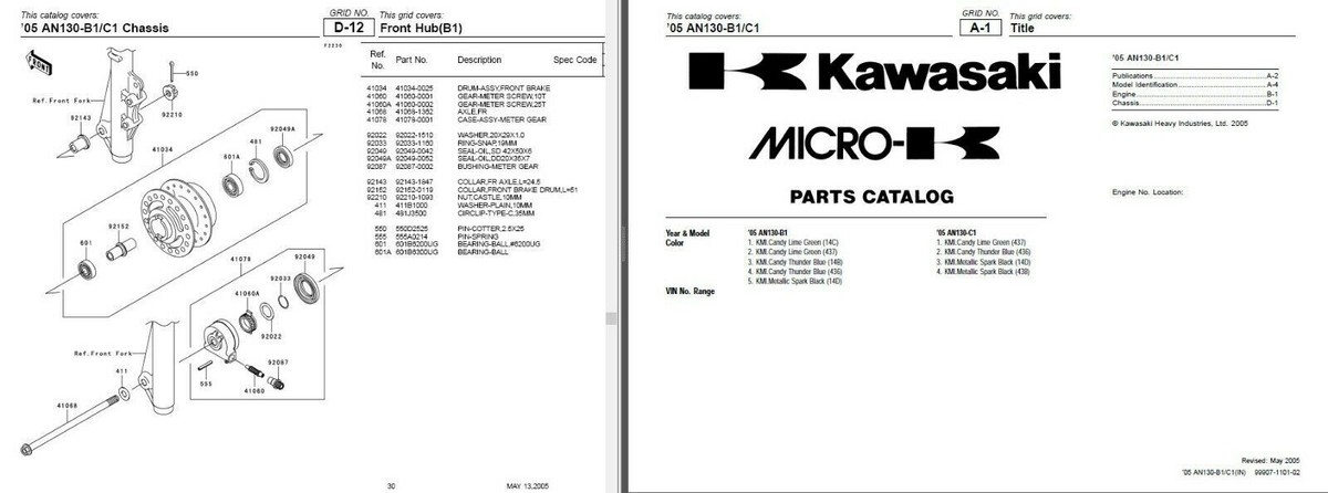 Kawasaki ZX130 KAZE Magic II 130 (AN130) SERVICE , Owner's & Parts