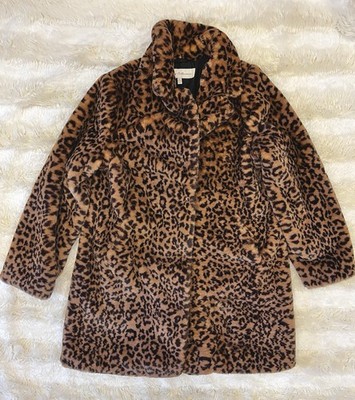Women s Sebby Collection Faux Fur Leopard Coat 