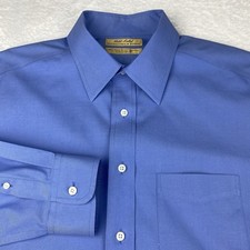 Roundtree Yorke Gold Label Dress Shirt Mens 16-35 Blue Non Iron