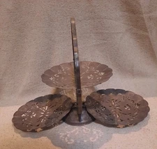  Three Tier Folding Tray Filigree Metal Platter