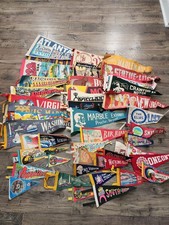 Vintage State Tourism Felt Flags Souvenir Pennants - Lot of 45 condition varies