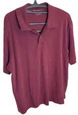 Eddie Bauer Short Sleeve Polo Shirt Mens L Burgundy