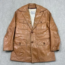 Vintage 70s Schott Bros Northern Goose Down Leather Jacket Long Coat Size 40