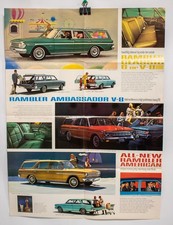 Vintage 1964 Amc Rambler Ad Fold Out Poster Brochure Ambassador Station Wagons