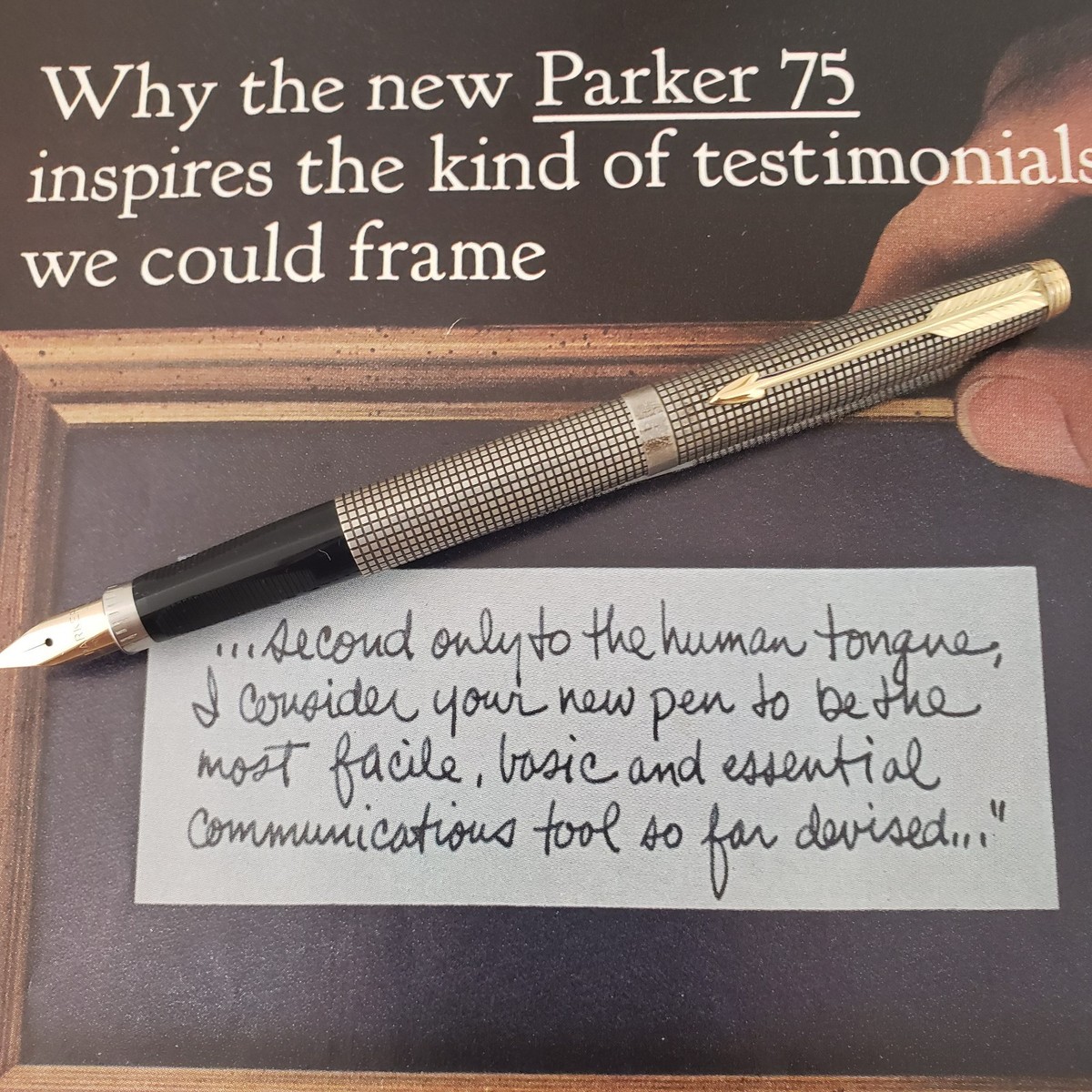 1970's Parker 75 Sterling Silver Fountain Pen With 14k Gold Fine