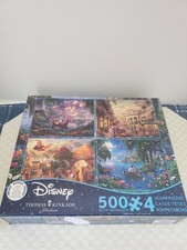 Disney Thomas Kinkade 4-Pack Jigsaw Puzzles 500pc Tangled Dumbo Ariel Minnie