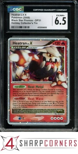 2008 POKEMON BLACK STAR PROMO HOLIDAY COLLECTOR'S TIN #DP31 HEATRAN LV.X CGC 6.5