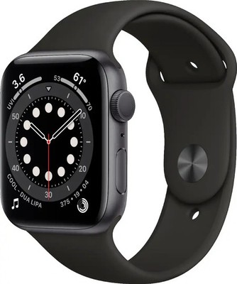 Apple Watch Series 6 44mm GPS + LTE Space Gray Aluminum Black Band Excellent