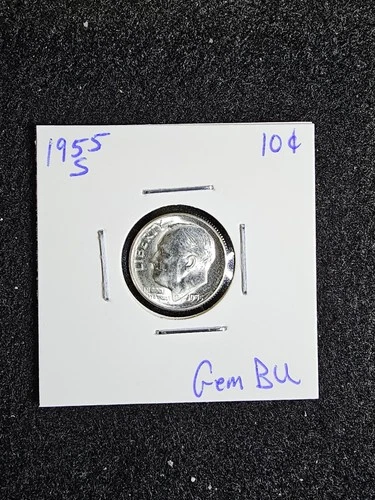 1955-S Roosevelt Dime. 90% Silver. Gem BU. free shipping