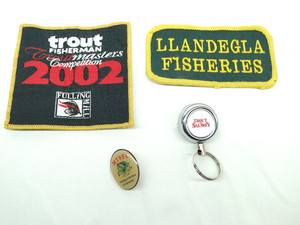 Vintage Fishing Patches etc. Retractable pin on Lanyard MTSFC Badge Trout Slamon
