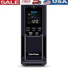 1500VA 900W UPS Battery Backup LCD Display 12 Outlets AVR USB Charging