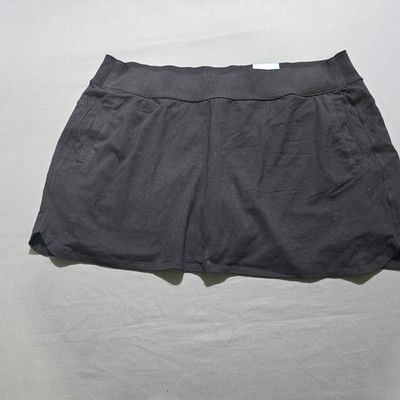 New Tek Gear Skort Women 2X Black Essential Mid Rise Wicking Stretch Activewear